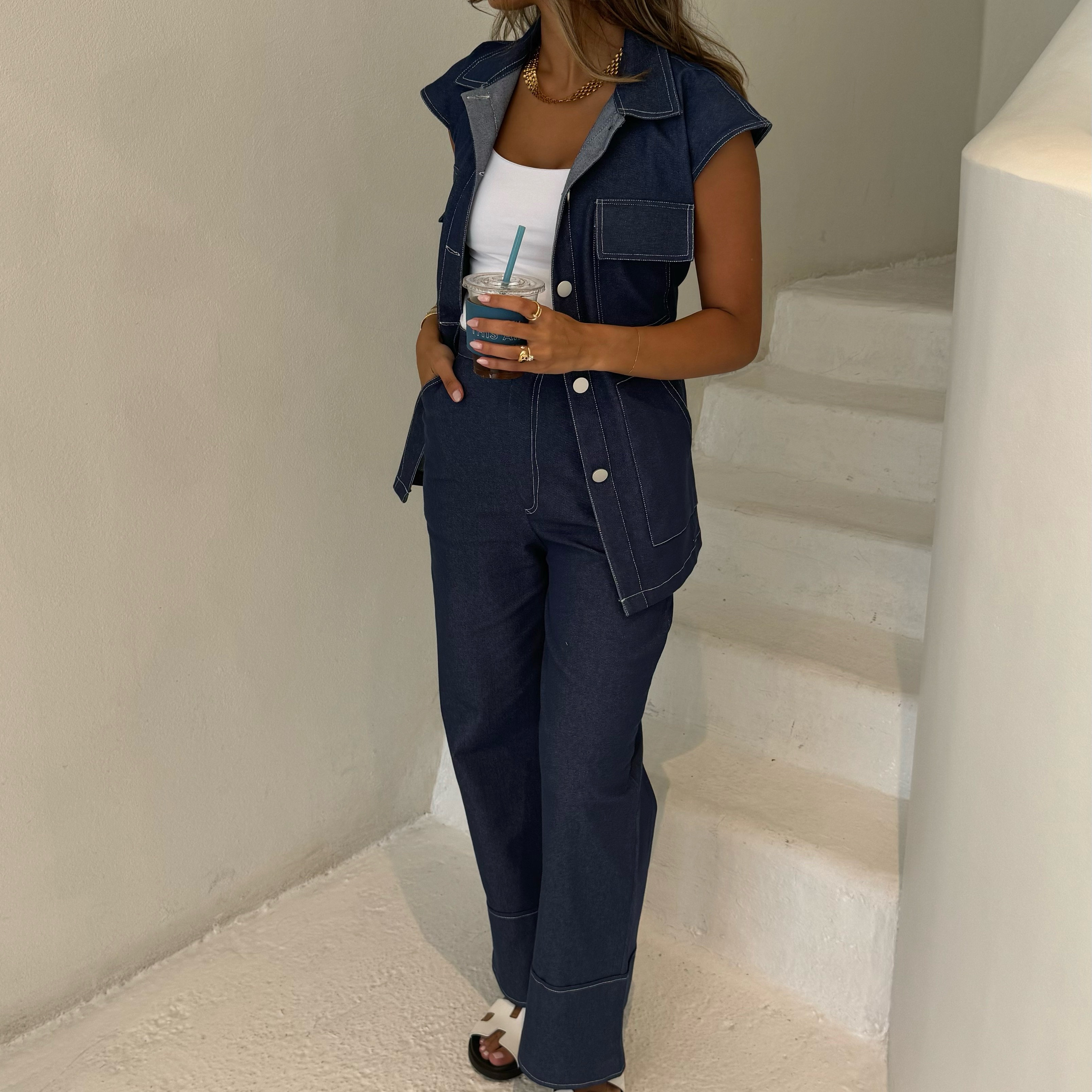 Denim set (short sleeves)